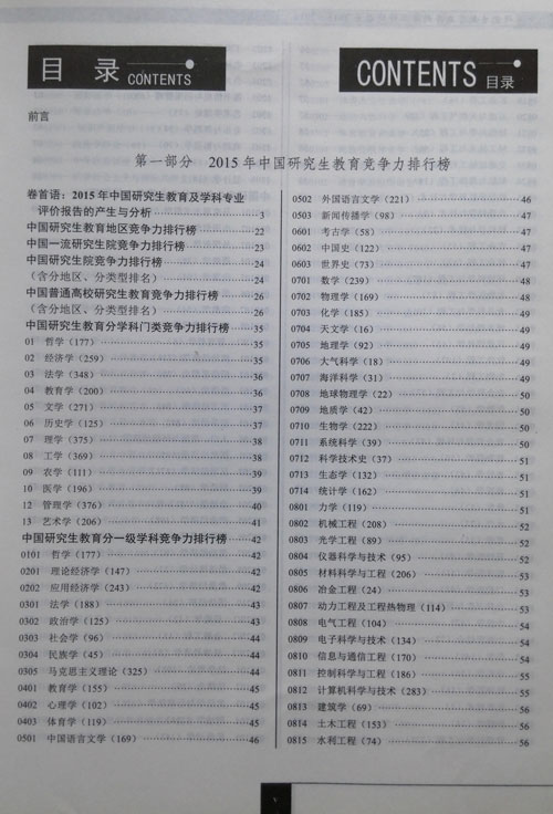 《中国研究生教育及学科专业评价报告2015-2016》目录一