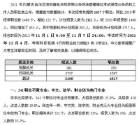 2011年内蒙古公务员考试职位分析